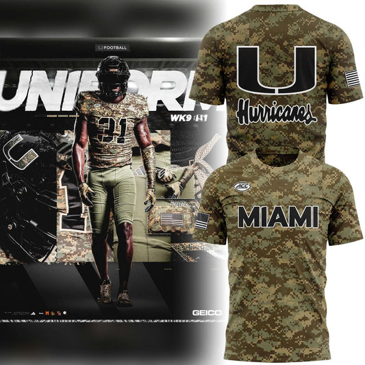 Miami Hurricanes Football Military Appreciation Camo T-shirt