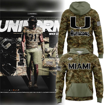 Miami Hurricanes Football Military Appreciation Camo Hoodie