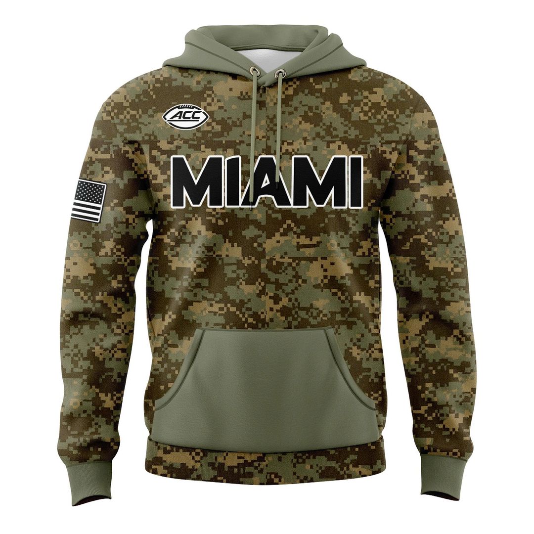 Miami Hurricanes Football Military Appreciation Camo Hoodie