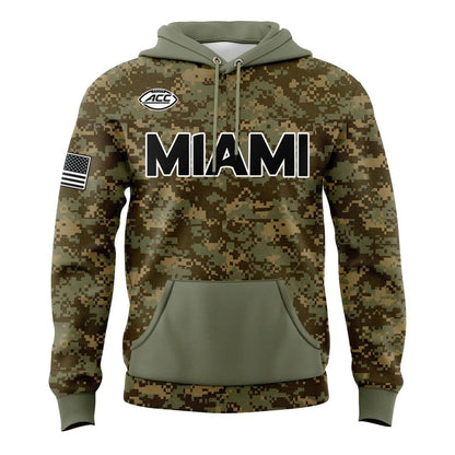Miami Hurricanes Football Military Appreciation Camo Hoodie