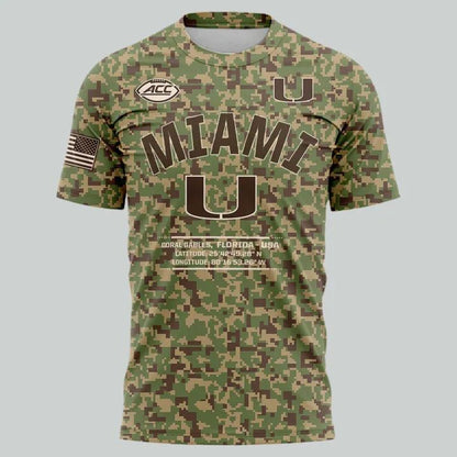 Miami Hurricanes Football Military Appreciation Camo T-Shirt