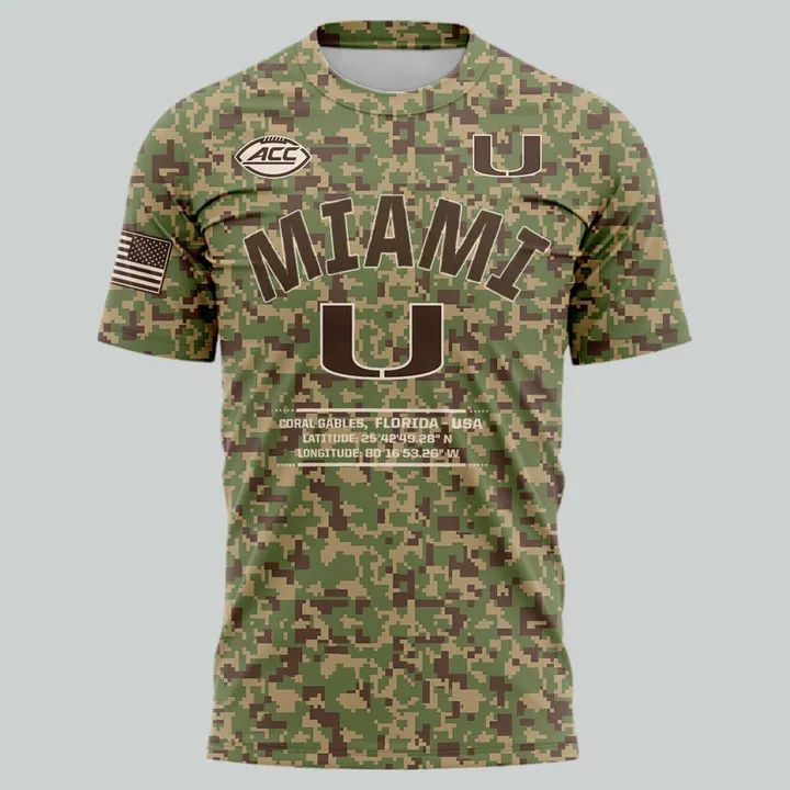 Miami Hurricanes Football Military Appreciation Camo T-Shirt