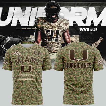 Miami Hurricanes Football Military Appreciation Camo T-Shirt