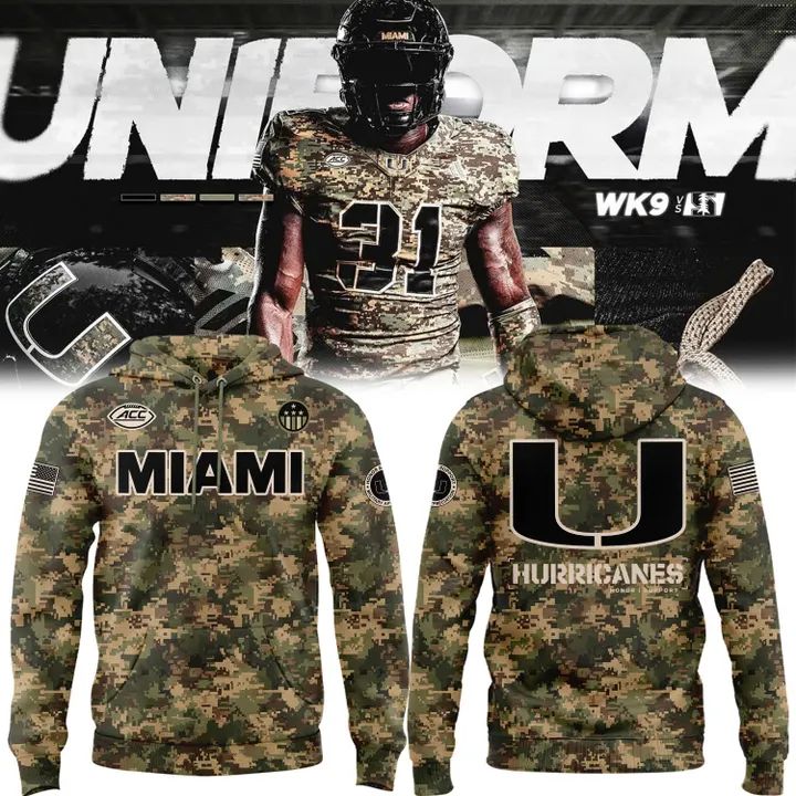 Miami Hurricanes Football Military Appreciation Camo Hoodie
