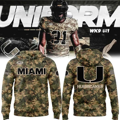 Miami Hurricanes Football Military Appreciation Camo Hoodie