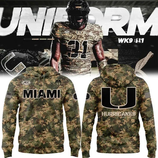 Miami Hurricanes Football Military Appreciation Camo Hoodie