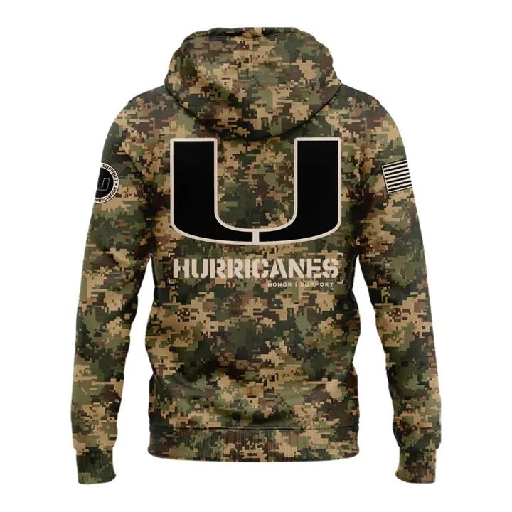 Miami Hurricanes Football Military Appreciation Camo Hoodie