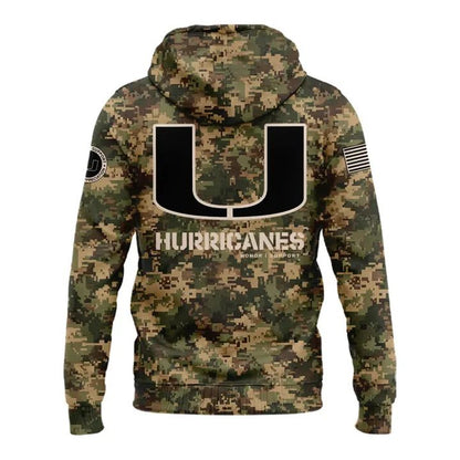 Miami Hurricanes Football Military Appreciation Camo Hoodie