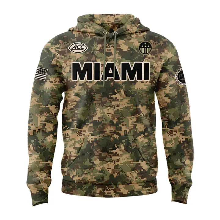 Miami Hurricanes Football Military Appreciation Camo Hoodie