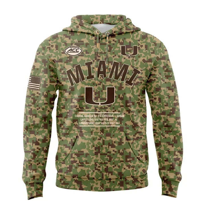 Miami Hurricanes Football Military Appreciation Camo Hoodie