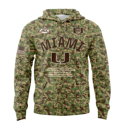 Miami Hurricanes Football Military Appreciation Camo Hoodie