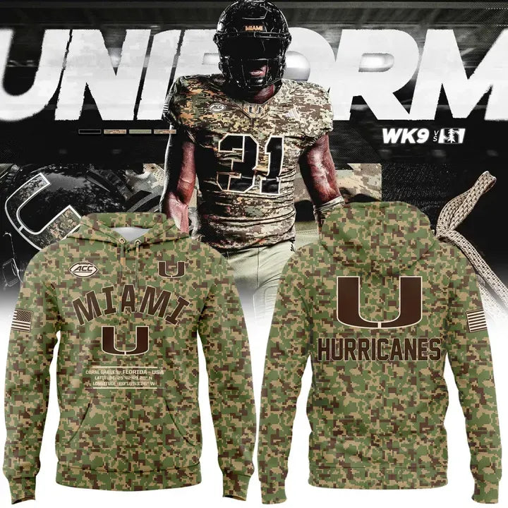 Miami Hurricanes Football Military Appreciation Camo Hoodie