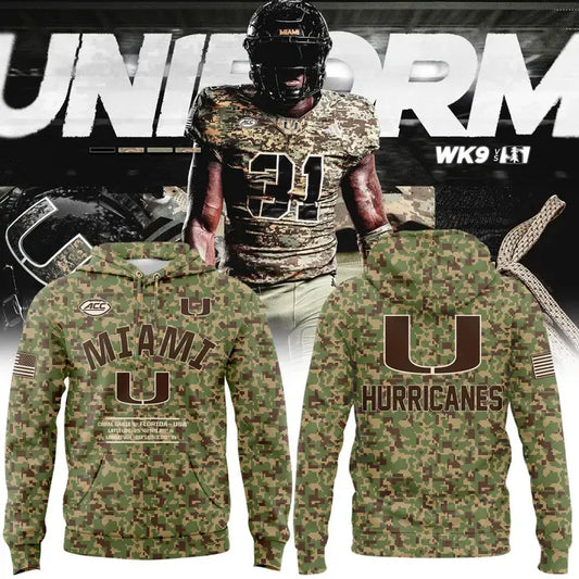 Miami Hurricanes Football Military Appreciation Camo Hoodie
