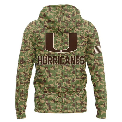 Miami Hurricanes Football Military Appreciation Camo Hoodie