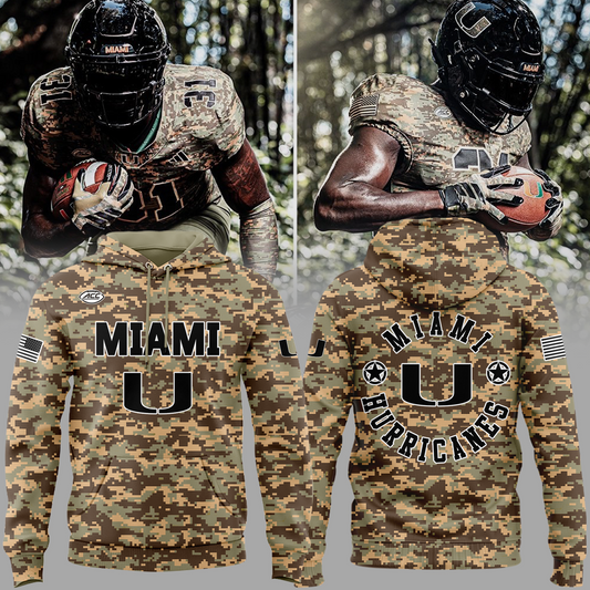 Miami Hurricanes Football Military Appreciation Camo Hoodie