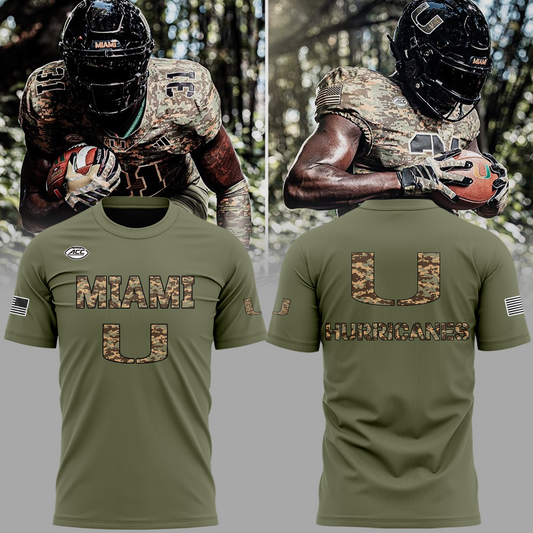 Miami Hurricanes Football Military Appreciation Camo T-Shirt