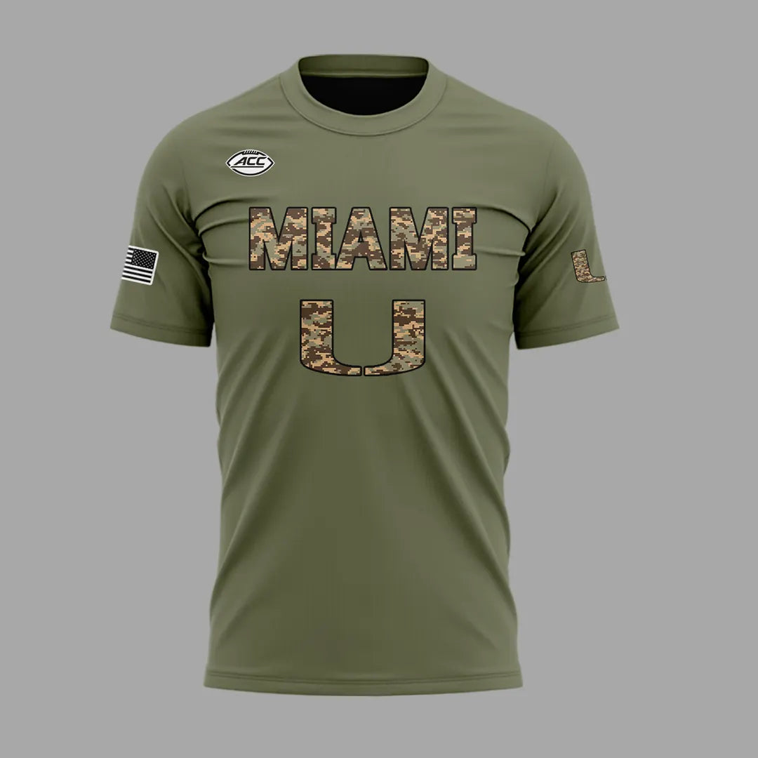 Miami Hurricanes Football Military Appreciation Camo T-Shirt
