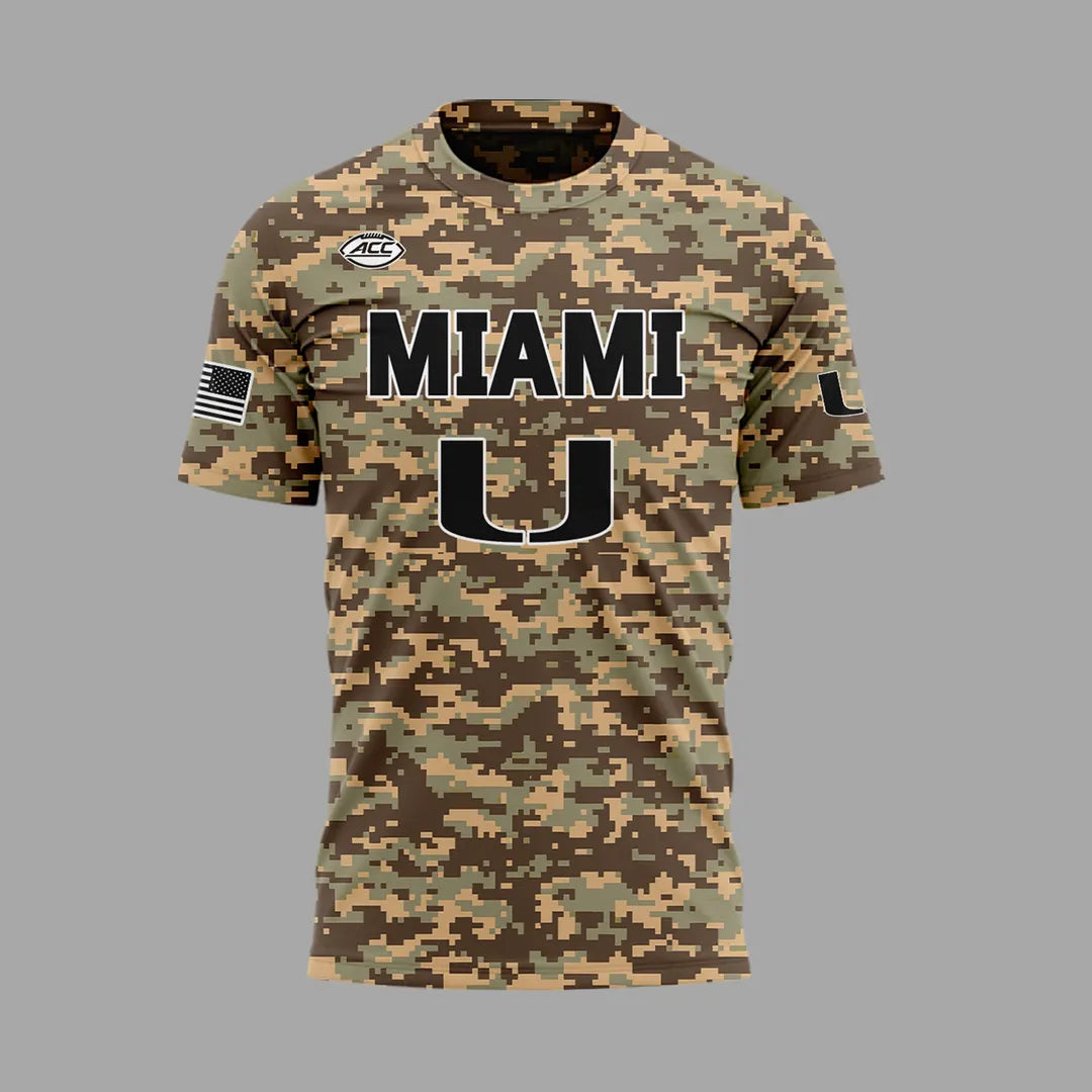 Miami Hurricanes Football Military Appreciation Camo T-Shirt