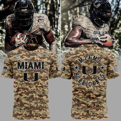 Miami Hurricanes Football Military Appreciation Camo T-Shirt