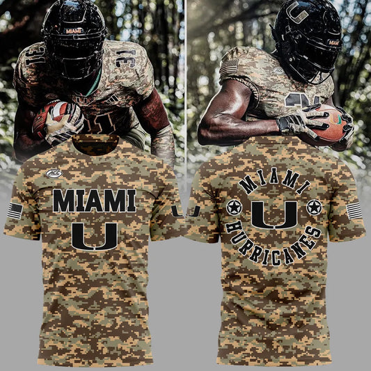 Miami Hurricanes Football Military Appreciation Camo T-Shirt