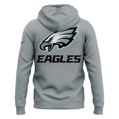 Men's Philadelphia Eagles 2025 NFC East Division Champions Locker Room Trophy Collection Zip Hoodie(Gray)