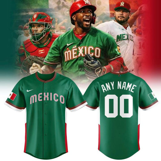 Mexico Baseball Classic Jersey - 2026 World Baseball Classic Road Stadium Jersey - Green