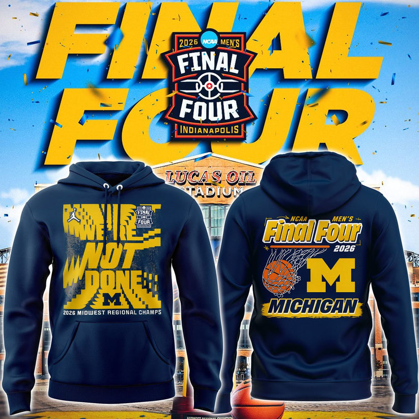Michigan Wolverines Men's Basketball Final Four Locker Room Hoodie For Fans