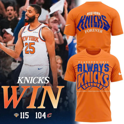 New York Knicks 2026 Playoffs "Always Knicks" T-Shirt - Orange | MI22