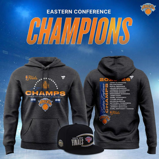 Men's New York Knicks Fanatics Charcoal 2026 Eastern Conference Champions Two-Sided Hoodie
