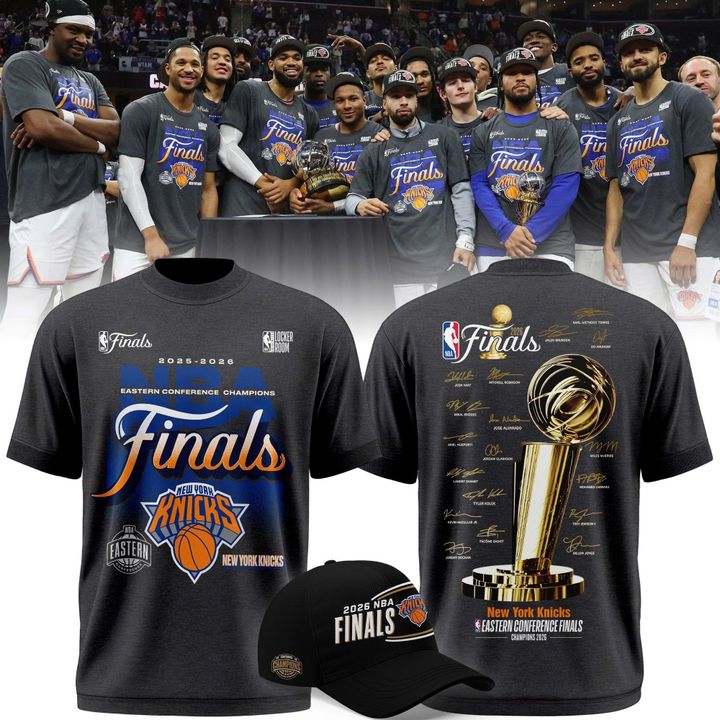 2026 Exclusive New York Knicks Eastern Conference Champions Locker Room Team Signatures Print TShirt.