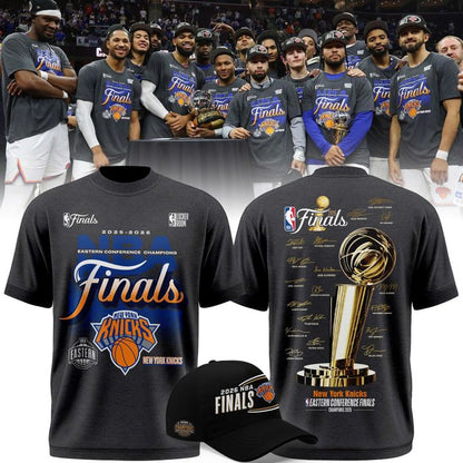 2026 Exclusive New York Knicks Eastern Conference Champions Locker Room Team Signatures Print TShirt.