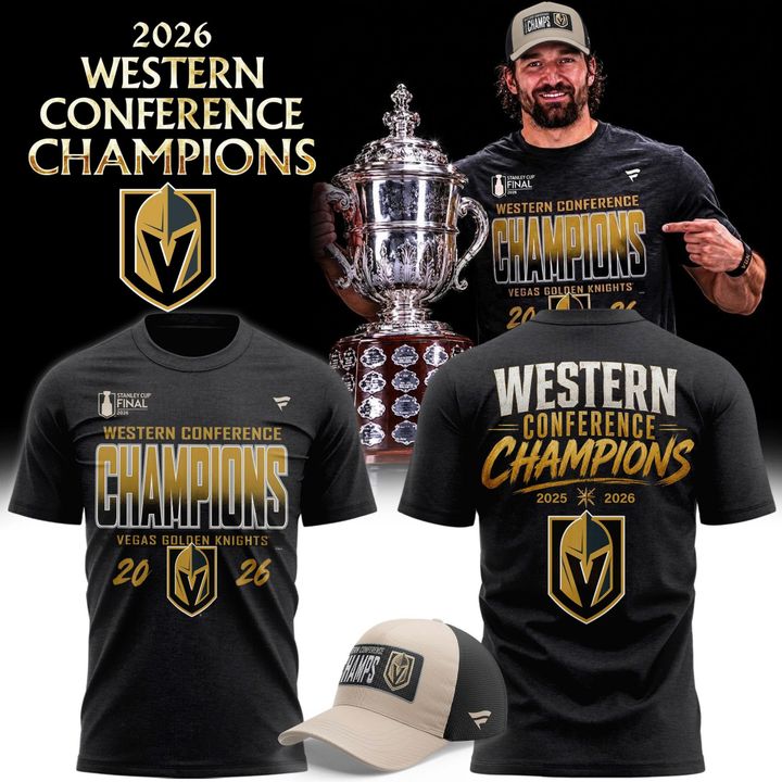 Men's Vegas Golden Knights Fanatics Heather Charcoal 2026 Western Conference Champions Two-Sided T-Shirt | UN90