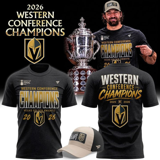 Men's Vegas Golden Knights Fanatics Heather Charcoal 2026 Western Conference Champions Two-Sided T-Shirt | UN90