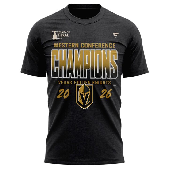 Men's Vegas Golden Knights Fanatics Heather Charcoal 2026  Western Conference Champ 2-Sided T-Shirt | FG97