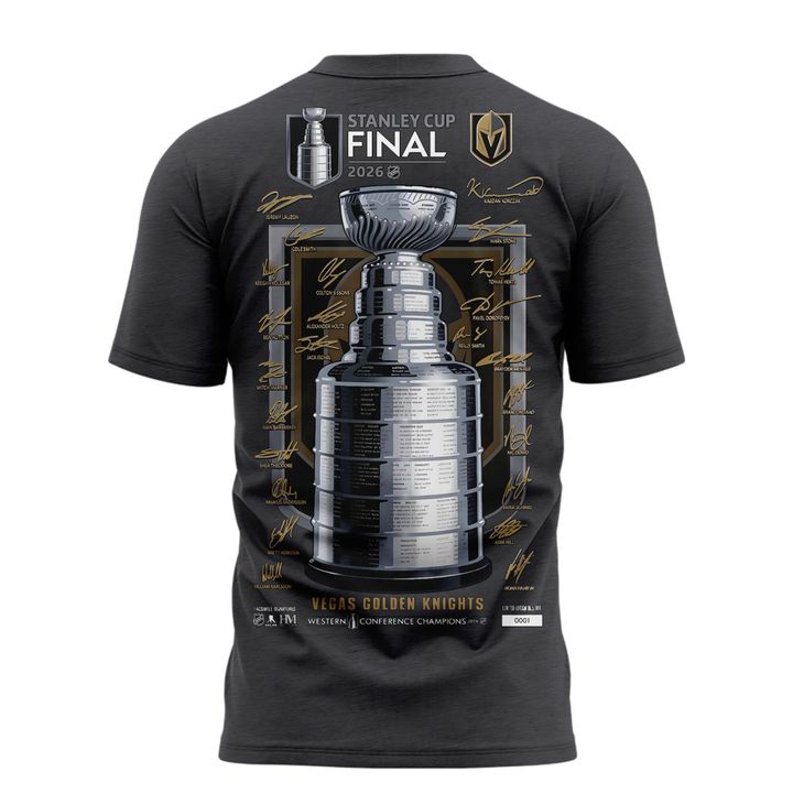 Men's Vegas Golden Knights Fanatics Heather Charcoal 2026  Western Conference Champions Signature T-Shirt | YB78