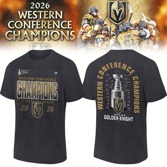 Vegas Golden Knights Fanatics 2026 Western Conference Champions Locker Room T-Shirt - Heather Charcoal | ZL70