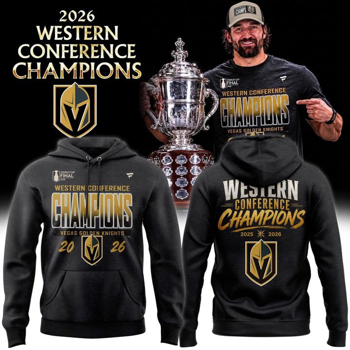 Men's Vegas Golden Knights Fanatics Heather Charcoal 2026 Western Conference Champions Two-Sided Hoodie | KB47