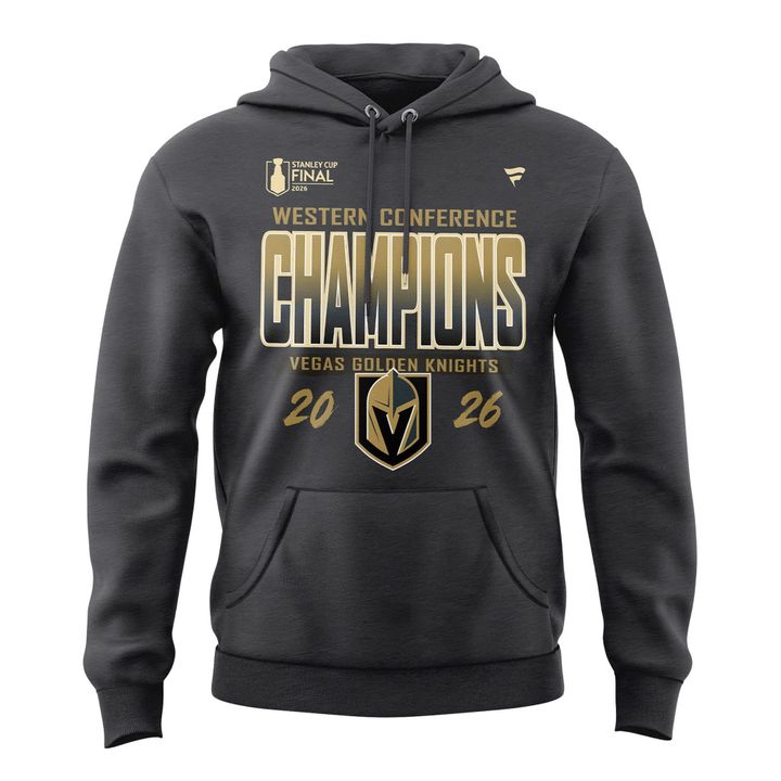 Men's Vegas Golden Knights Fanatics Heather Charcoal 2026 Western Conference Champions Signature Hoodie | AX39