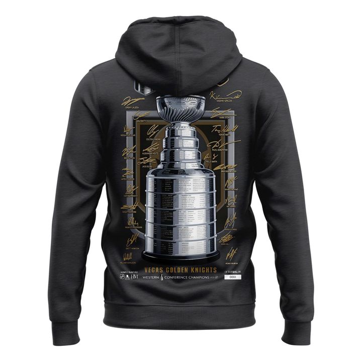 Men's Vegas Golden Knights Fanatics Heather Charcoal 2026 Western Conference Champions Signature Hoodie | AX39