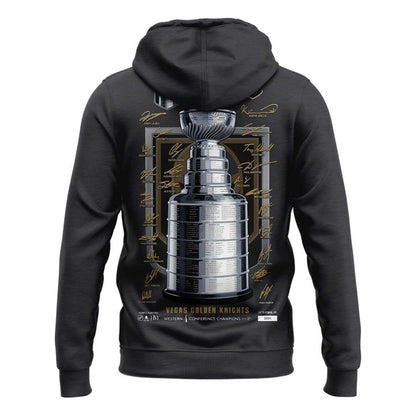 Men's Vegas Golden Knights Fanatics Heather Charcoal 2026 Western Conference Champions Signature Hoodie | AX39