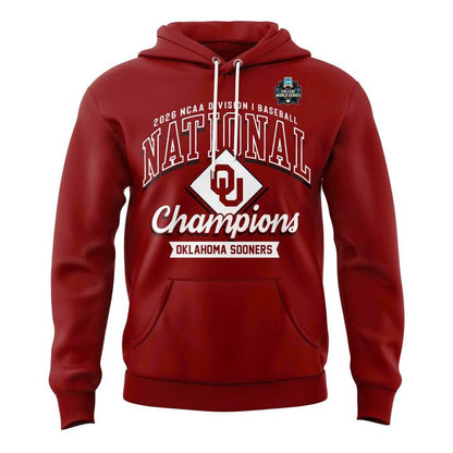 Oklahoma Sooners Crimson 2026 NCAA Division I Baseball National Champions Locker Room Hoodie