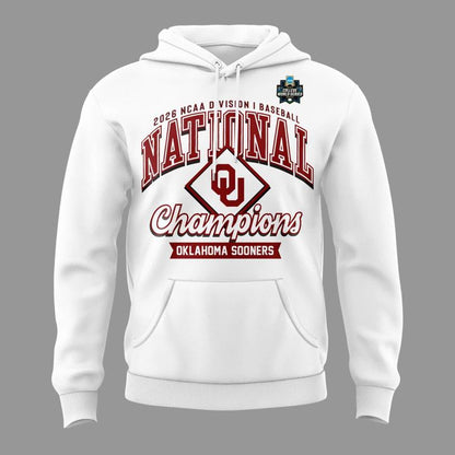 Oklahoma Sooners White 2026 NCAA Division I Baseball National Champions Locker Room Hoodie