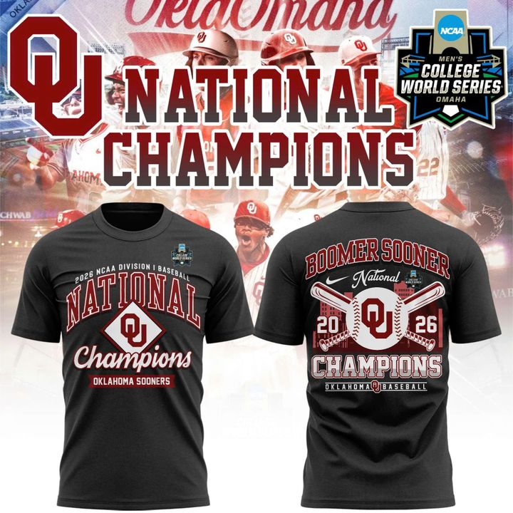 Oklahoma Sooners Charcoal Black 2026 NCAA Division I Baseball National Champions Locker Room T-Shirt