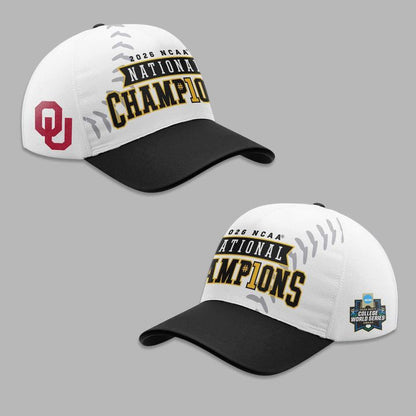 Unisex Zephyr White/Black Oklahoma Sooners 2026 NCAA Baseball Men's College World Series Champions Locker Room Adjustable Hat