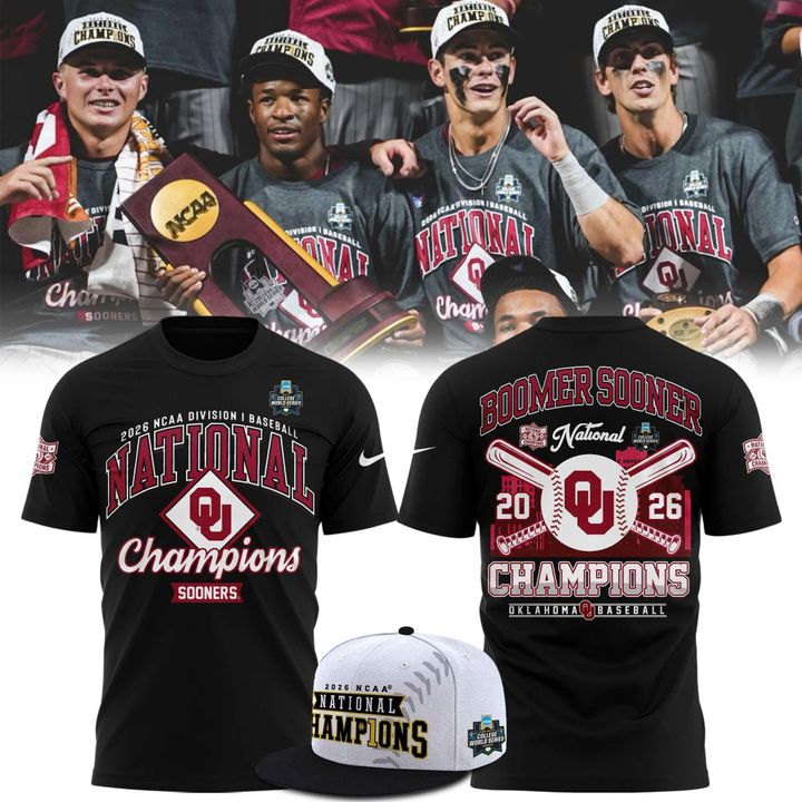 Men's Champion Black Oklahoma Sooners 2026 NCAA Baseball Men's College World Series Champions Locker Room T-Shirt