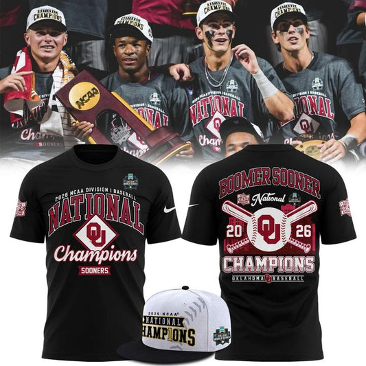Men's Champion Black Oklahoma Sooners 2026 NCAA Baseball Men's College World Series Champions Locker Room T-Shirt