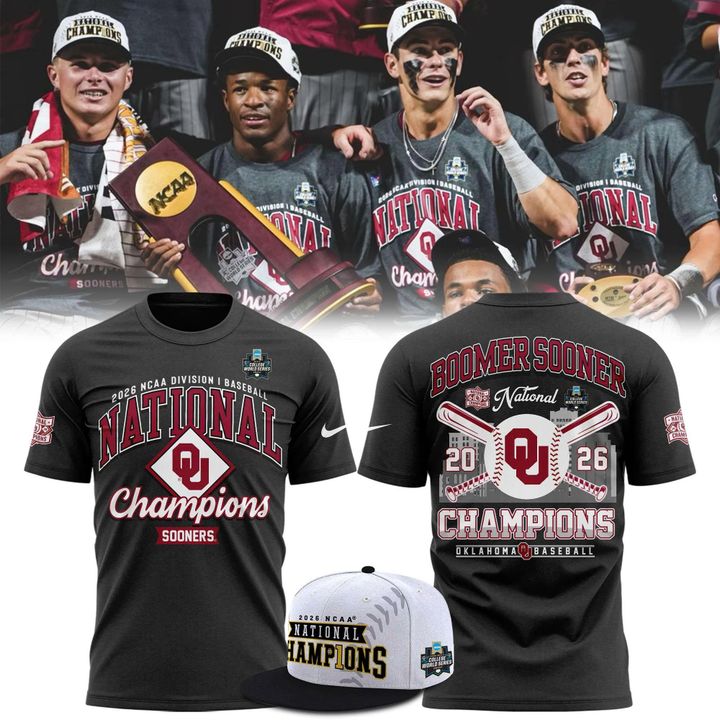 Men's Champion Gray Oklahoma Sooners 2026 NCAA Baseball Men's College World Series Champions Locker Room T-Shirt
