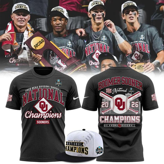 Men's Champion Gray Oklahoma Sooners 2026 NCAA Baseball Men's College World Series Champions Locker Room T-Shirt