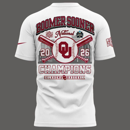 Men's Champion White Oklahoma Sooners 2026 NCAA Baseball Men's College World Series Champions Locker Room T-Shirt