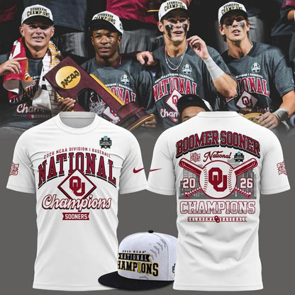 Men's Champion White Oklahoma Sooners 2026 NCAA Baseball Men's College World Series Champions Locker Room T-Shirt